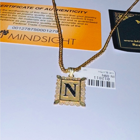 10K Solid Yellow Gold “N” Initial Diamond-Cut Pendant, FREE APPRAISAL Included - Picture 3 of 5